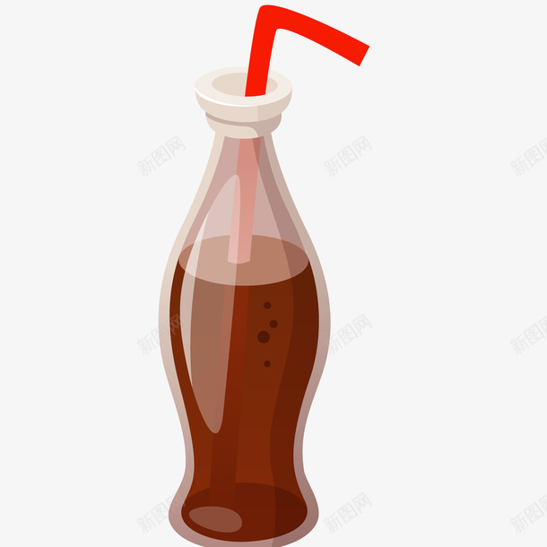可乐瓶png免抠素材_新图网 https://ixintu.com 可乐 可口可乐 吸管 汽水 玻璃瓶 矢量可乐瓶免抠PNG