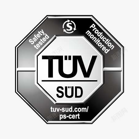 手绘卡通TUVlogo黑白标志图标png_新图网 https://ixintu.com TUV logo 八边形 包装设计 图标 手绘 标志 标志设计 黑白