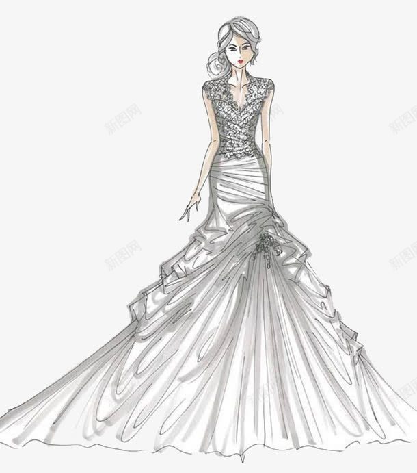 手绘婚纱稿png免抠素材_新图网 https://ixintu.com 优雅唯美 女装 婚纱设计稿 宴会服手稿 手绘婚纱手稿 服装设计 礼服 设计