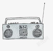 童年回忆收音机png免抠素材_新图网 https://ixintu.com 卡通 怀旧 手绘 收录音机 电台