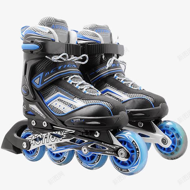 蓝黑色轮滑png免抠素材_新图网 https://ixintu.com 产品实物 休闲娱乐 玩具 蓝黑色 轮滑 轮滑鞋