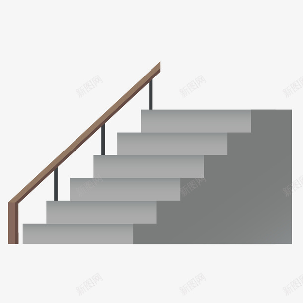 灰色手绘的楼梯台阶png免抠素材_新图网 https://ixintu.com 动漫动画 卡通手绘 台阶 扶手 装饰图 阶梯