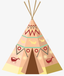 印第安部落浅色系列动物帐篷矢量图高清图片