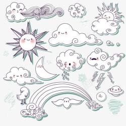 卡通手绘天气云朵素材