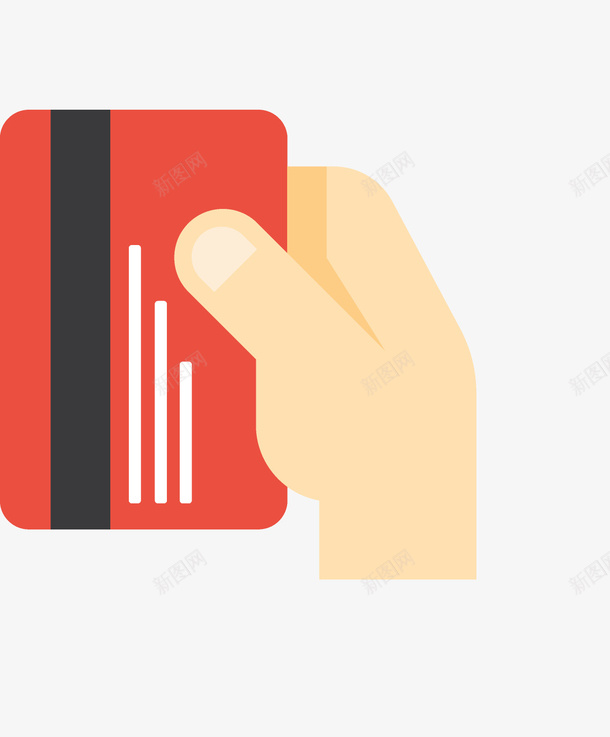 手持卡片卡通png免抠素材_新图网 https://ixintu.com 不规则图形 信用卡 商业 商场 手指 消费 红色 银行卡