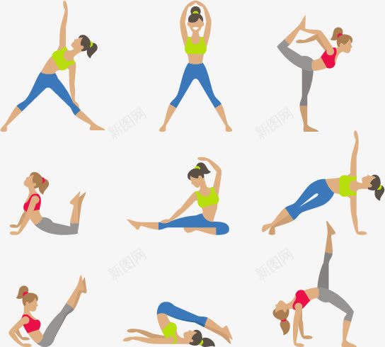 练瑜伽的女性动作瑜伽png免抠素材_新图网 https://ixintu.com 健身的女孩 卡通美女 瑜伽动作 瑜伽教程 练瑜伽的女孩 转换
