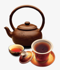 手绘中国风传统茶杯茶壶素材