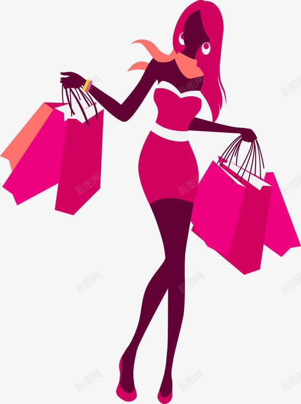 手提购物袋的卡通女人png免抠素材_新图网 https://ixintu.com 买东西 卡通 女郎 少女 扁平化 手提东西 提着 时尚 购物 购物袋