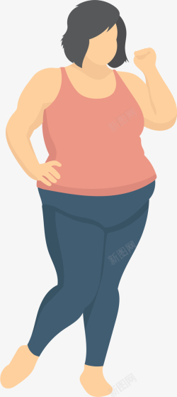 粉衣粉衣卡通运动胖女孩高清图片