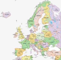 英文版欧洲地图高清图片