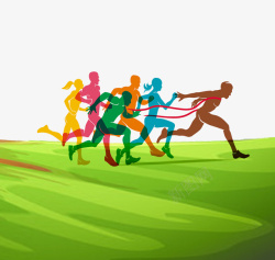奔跑人影草地上背景绿色草地上奔跑的运动员高清图片