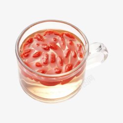 红色的枸杞玻璃杯枸杞茶高清图片