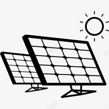 太阳能电池板对阳光图标图标