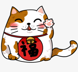 招财猫矢量红黄招财猫和福字高清图片