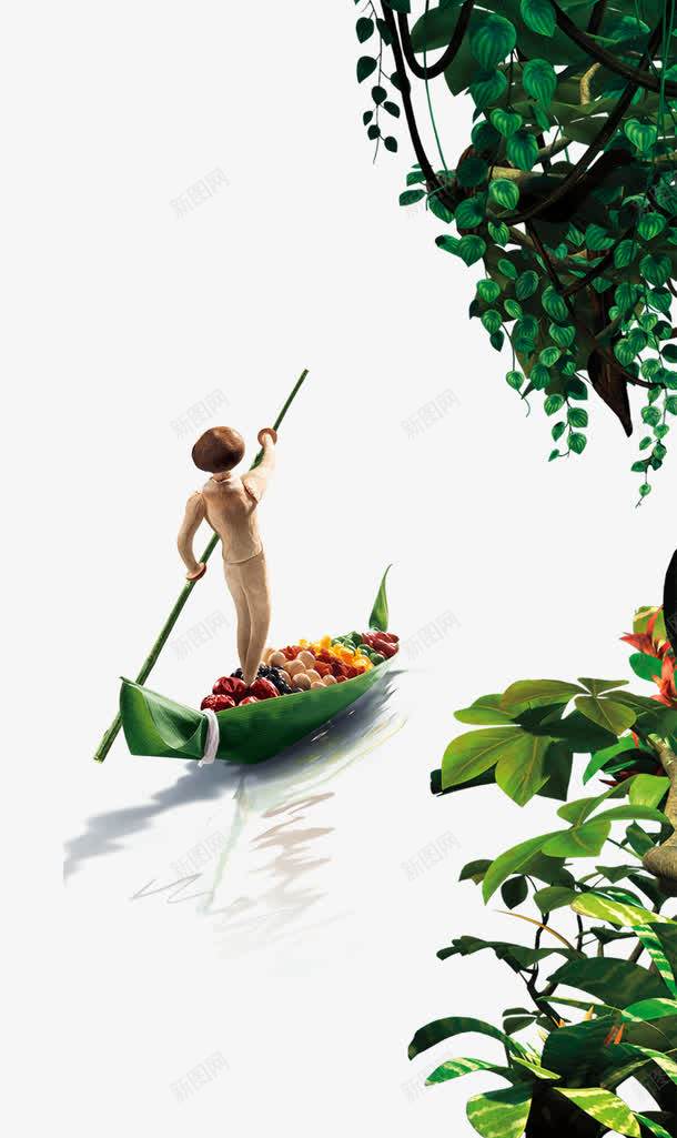 树林中的小船png免抠素材_新图网 https://ixintu.com 丛林 少女 彩绘 手绘 绿叶 船