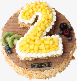 天然杏仁片周岁生日蛋糕高清图片
