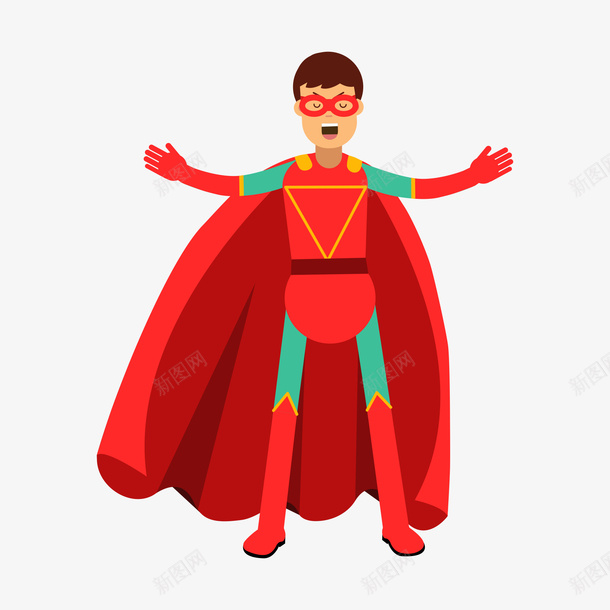 穿红色披风的超人png免抠素材_新图网 https://ixintu.com 动漫动画 卡通人物 卡通手绘 红色披风 装饰图 超人