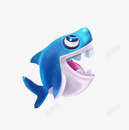 鲨鱼png免抠素材_新图网 https://ixintu.com 动物 卡通 可爱 手绘 牙齿
