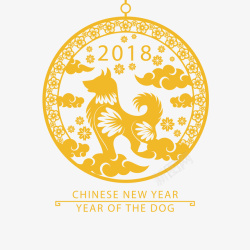 扁平新年金色剪纸素材