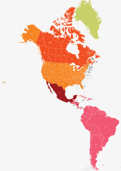 彩色拼图美洲地图矢量图素材