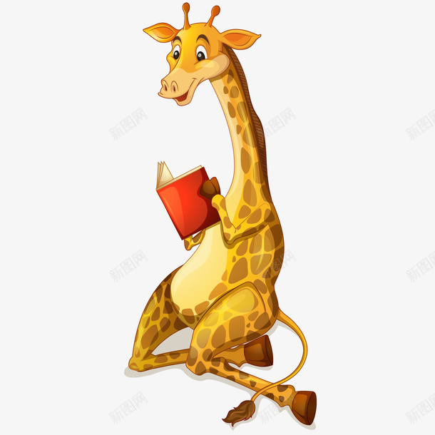 卡通看书阅读的长颈鹿png免抠素材_新图网 https://ixintu.com 动物 卡通 学习 手绘 看书 长颈鹿设计 阅读