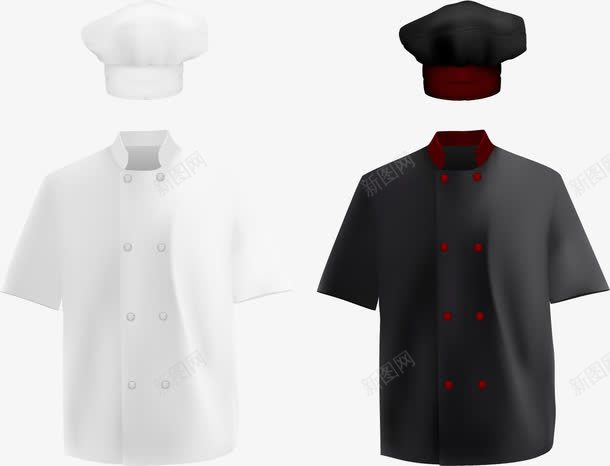 黑白色厨师服装png免抠素材_新图网 https://ixintu.com 厨师 厨师衣服 大厨 矢量服装 矢量衣服