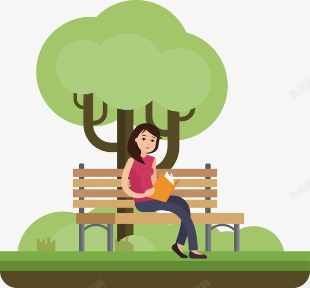 坐在椅子上看书的女士矢量图eps免抠素材_新图网 https://ixintu.com 公园 公园椅子 椅子 椅子PNG 看书 矢量看书 矢量图