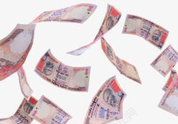 实物飘落的印度货币钱素材