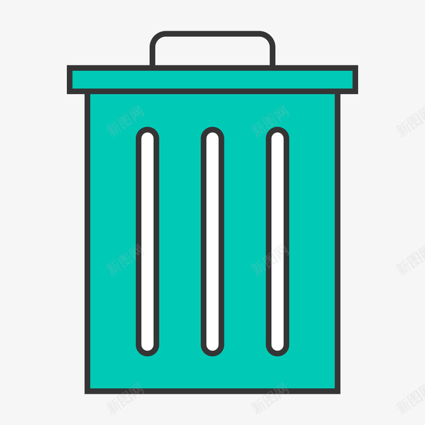 一个扁平化的绿色垃圾桶矢量图ai免抠素材_新图网 https://ixintu.com 不可回收 可回收 垃圾分类 垃圾桶 扁平化 手绘 矢量图