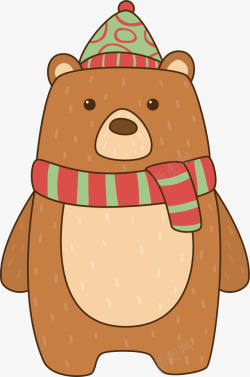 条纹围巾素材棕色小熊矢量图高清图片