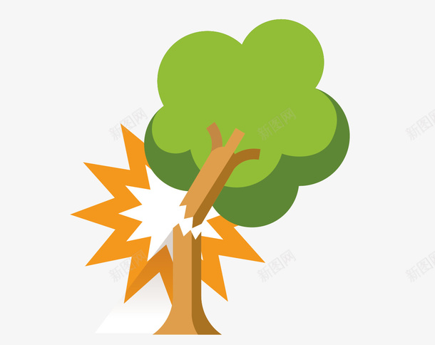 卡通断裂的绿色的树png免抠素材_新图网 https://ixintu.com 卡通 断裂的树 矢量树 绿色的树