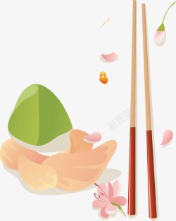饭团筷子卡通海报促销矢量图素材