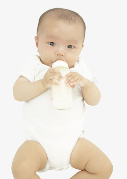 可爱小宝宝抱着奶瓶喝奶素材