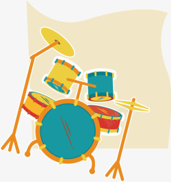 卡通儿童乐器架子鼓装饰插图卡通架子鼓乐器高清图片