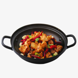 干锅鸭胗小铁锅干锅鸭食品餐饮高清图片