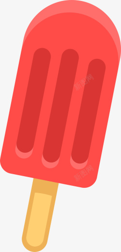 小清新冰激凌清新水彩大红色冰糕矢量图高清图片