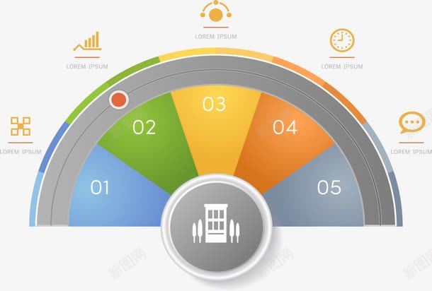 彩色半圆表盘图标png_新图网 https://ixintu.com ppt汇报图表 分类图标 半圆形 表盘