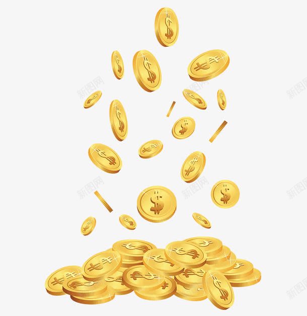 洒落的金币png免抠素材_新图网 https://ixintu.com 圆形 洒落的金币 金币 金币堆 钱币