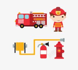 卡通消防人员消防工具图标高清图片