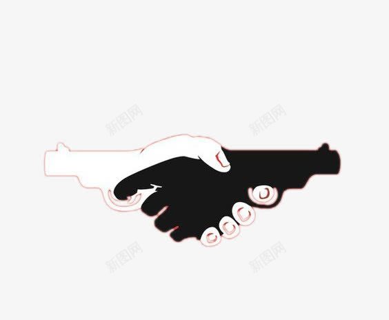 黑白手形状握手与互相开枪psd免抠素材_新图网 https://ixintu.com 创意海报设计 手 枪