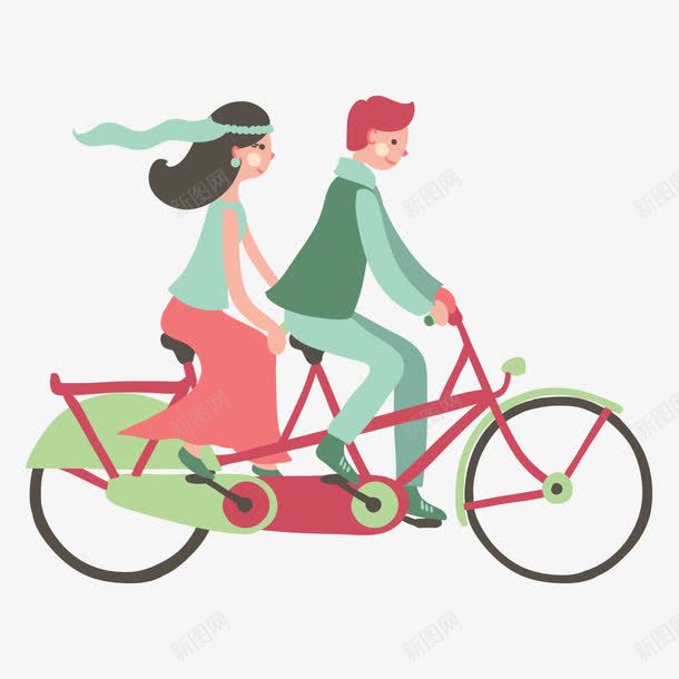 骑单车的男女png免抠素材_新图网 https://ixintu.com png图形 png装饰 女人 手绘 男人 自行车 装饰