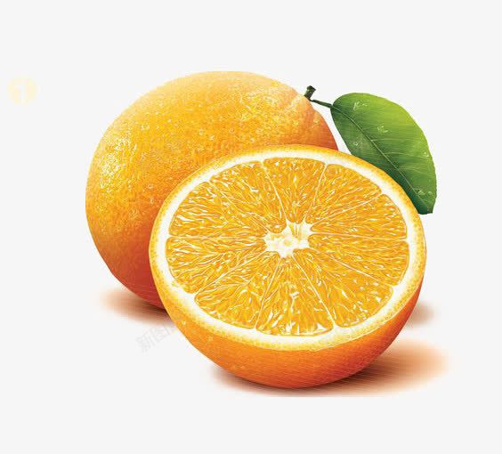 创意甜橙png免抠素材_新图网 https://ixintu.com 新鲜水果 橙子 橙子插画 甜橙 甜橙免扣PNG 绿色叶片 鲜榨果汁