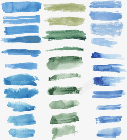 蓝绿色水彩涂鸦笔刷矢量图素材
