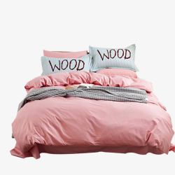 粉色的枕头床上用品四件套高清图片