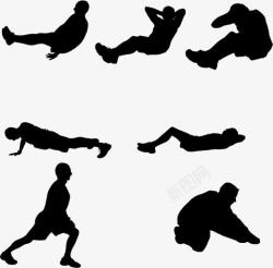 俯卧撑健身运动人物剪影图标高清图片