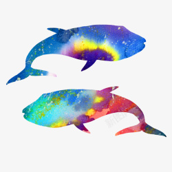 鲸鱼戏水彩色素材