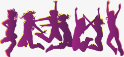 紫色女人跳舞剪影跃起的人群矢量图高清图片