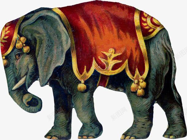 马戏团表演png免抠素材_新图网 https://ixintu.com 复古 大象 欧美 油画 表演 马戏团