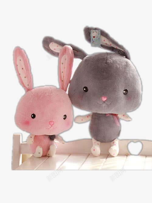 可爱小兔子兔兔毛绒玩具png免抠素材_新图网 https://ixintu.com 两只可爱的玩具兔子 产品实物 毛绒玩具兔子 灰色玩具兔子 粉色玩具兔子