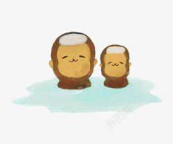小猴子泡日本温泉素材
